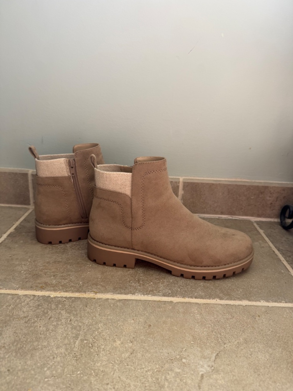 Taupe Suede Chelsea Booties